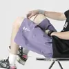 Shorts Bordados Hakhanbe de Secagem Rápida para Outono para Homens e Mulheres, Calças de Cinco Pontos Finas e Respiráveis, Calças Esportivas de Seda Gelada de Tamanho Grande para Uso ao Ar Livre