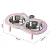 Tigela dupla de aço inoxidável para animais de estimação para gatos, tigela elevada protetora do pescoço para gatos, tigela para cães para beber e comer, tigela para cães, tigela para animais de estimação atacado