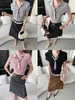 Cisnann Otoño Nuevo Estilo Sofisticado Cinta de Bufanda de Seda Cuello Polo Adelgazante Manga Corta Camisa de Punto SN9165