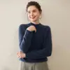 Versátil~Suéter de punto 100% cachemir puro para mujer, cuello semi-alto, holgado y grueso, para otoño e invierno, capa base de lana tejida