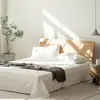 Sábana Bajera Ajustable de Algodón Lavado a Cuadros Estilo Japonés Muji Color Sólido Algodón Puro Sábana Simple
