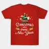 Camiseta de Manga Corta para Hombre y Mujer, Árbol de Navidad, Papá Noel, Muñeco de Nieve, Navidad, Año Nuevo, Camiseta Corta Holgada de Talla Grande