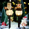 Lámpara Solar Navideña para Exteriores Transfronteriza de Resina con Figura de Santa Claus y Muñeco de Nieve, Lámpara de Suelo para Decoración de Jardín