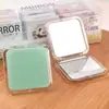 Mini espejo cosmético portátil para mujer, pequeño, bonito, portátil, plegable, para dormitorio de estudiantes, espejo de mano de doble cara