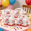 Caja de Empaque de Dulces con Temática de Cumpleaños, Caja Portátil para Recuerdos de Fiesta, Caja de Regalo con Impresión de Globos de Cumpleaños Coloridos