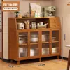 Gabinete de almacenamiento integrado de pared, multifuncional para uso doméstico, sala de estar, gabinete de comedor estilo chino, gabinete de té, gabinete de bambú para cocina