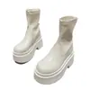 Botas de Moda Estilo Coreano con Suela Mochi para Mujer Impermeables Plataforma Suela Gruesa Botas Cortas para Bajitas de Moda Elásticas Versátiles Botas Adelgazantes