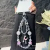 Cadena para Teléfono Colgante de Luna con Cuentas de Flor de Rosa Incrustadas, Correa Colgante Delicada Estilo Hada, Cadena para Funda de Teléfono Estilo Muñeca