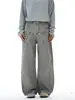 Ropa Muxi Otoño/Invierno Nueva Marca de Moda Americana High Street Jeans Curvos con Flores Bordadas Pantalones de Trabajo de Pierna Ancha para Hombre