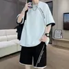 Traje Nuevo de Manga Corta 2025 para Hombre Verano Camiseta de Manga Tres Cuartos Holgada Talla Grande Conjunto Completo de Ropa Deportiva Casual