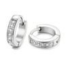 Comercio exterior transfronterizo populares Aretes de botón de moda de acero de titanio con piedra blanca incrustada de diamantes aretes de acero inoxidable joyería para hombres y mujeres hebilla para la oreja