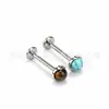 Brincos de titânio F136 com onda incrustada de turquesa e turquesa vermelha, piercings de lábio, joias de piercing de liga de titânio G23, studs de hélice