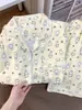 Pijama Casual Preguiçoso Estampado de Coelho para Mulheres, Conjunto de Shorts de Manga Curta para Verão, Roupa de Casa, Conjunto de Duas Peças para Mulheres