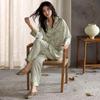 Pijama para Mujer Estilo Primavera y Otoño Todo en Uno con Almohadilla en el Pecho Se Puede Usar Afuera Seda de Hielo Delgado Manga Larga Nuevo Cardigan Set de Ropa para el Hogar