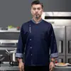 Colarinho cinza CHINA creche cozinha dos fundos roupas de trabalho de chef masculino roupas para funcionários do refeitório feminino roupas de chef brancas longas