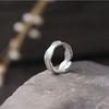Anillo Cuadrado Esmerilado Onda para Mujer Plata de Ley S999 Anillo Abierto Irregular Estilo Coreano y Japonés Lujo Ligero Minimalista Anillo para Dedo Índice