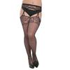 Medias de Rejilla Tallas Grandes Transfronterizas Sexy Sin Costuras Jacquard Modernas Estilo Europeo y Americano Medias de Rejilla con Liguero Pantimedias de Malla Negra
