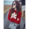 Suéter Tejido de Punto con Cuello Redondo y Estampado Floral Estilo Coreano para Mujer 2025 Nuevo Otoño e Invierno Único y Hermoso Top Interior que Reduce la Edad