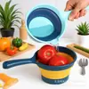 Concha de água dobrável de cabo longo para uso doméstico, cozinha portátil de plástico espessado, colher de água, colher de banho para crianças e bebês