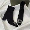 Botines Nuevos Versátiles de Tacón Grueso con Pedrería para Mujer, Hebilla, Botas Adelgazantes, Estilo Coreano, Botines Cortos 2026, Punta Cuadrada, Moda