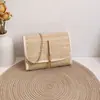 Bolsa Pequena de Palha Trançada, Bolsa Pequena Feminina Moderna e Versátil, Bolsa Quadrada Pequena Trançada, Bolsa com Corrente e Franjas de Novo Estilo no Atacado