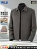 Abrigo de otoño e invierno para hombre con cuello de solapa, engrosado, adecuado para padres de mediana edad y mayores, chaqueta de lana reversible estilo business casual