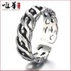 Weihua hace anillos de plata lisa con baño de plata tailandesa antigua de estilo antiguo, fabricantes mayoristas de joyería de moda con temperamento para mujeres