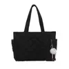 Bolsa de algodón tipo tote estilo coreano ins personalizada por el fabricante para mujer, con diseño de rombos, gran capacidad y adecuada para ir al trabajo, ir de compras y como bolso de hombro