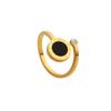 Anillo Abierto con Números Romanos de Abanico Europeo y Americano para Mujer, Exquisito y a la Moda con Taladro de Cola, Anillo para Dedo de Acero de Titanio con Oro de 18K