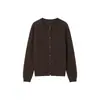 Nueva Chaqueta Cardigan de Color Sólido Otoño 2025 para Mujer, Cuello Redondo, Tejido Simple y Suave, Suéter de Cachemir Cepillado