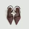 Sandalias Versátiles de Tacón Alto para Mujer, de Temporada Cruzada Europea y Americana, Malla Nueva de Primavera, Producto Nuevo, Punta Cerrada, Par con Faldas, Zapatos de Mujer de Tacón Medio y Punta Fina