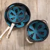 Conjunto de Porta-Copos e Porta-Pratos de Feltro Floral Vazado Azul para Cozinha de Casa, Porta-Tigelas, Porta-Pratos, Decoração de Festa, Jogos Americanos de Vários Tamanhos