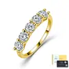 Anillo de Banda de Eternidad de Plata de Ley S925 Moissanita Corte Brillante Redondo Anillo Incrustado de Cinco Piedras Anillo Apilable de Lujo Ligero Europeo y Americano Fábrica de Origen