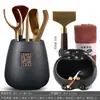 &Frete Grátis Cerimônia do Chá Seis Cavalheiros Combinação Conjunto Completo Acessórios para Conjunto de Chá Kung Fu Colher de Chá de Bambu Pinças Pinças Madeira Maciça