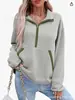 2025 Amazon Europa y América Transfronterizo Otoño e Invierno Nuevo Moda Casual Jacquard Cremallera Chaqueta Color Sólido Top para Mujer