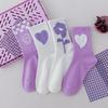 Calcetines de algodón de comercio exterior para mujer, color morado, con dibujos de osos, para primavera y otoño, hasta la pantorrilla, color blanco, envío gratis