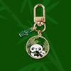 Lindo Llavero de Metal Panda de Bambú Verde de Sichuan Recuerdo Conmemorativo de Viaje Cultural de Chengdu Colgante para Llaves Mochila Regalo Club Cantonés