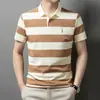 Nueva Camisa Polo de Verano de Alta Gama para Hombre 2026, Marca de Moda Tendencia con Bordado de Rayas y Cuello Camisero Manga Corta