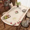 Nuevo Mantel Ovalado Estilo Chino para Mesa de Comedor, Impermeable, Resistente al Aceite, No Lavable, Lujo Ligero, Sensación de Alta Gama, Protector de Superficie para Mesa de Café del Hogar