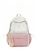 Mochila transfronteiriça feminina estilo fresco estudante universitário feminino estudante do ensino fundamental médio bolsa de escola bloco de cores estilo acadêmico grande capacidade ombro duplo