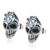 Brinco de caveira em aço titânio brincos de diamante de personalidade para homens e mulheres estilo escuro estilo punk joias de metal Halloween atacado