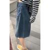 Shorts de Mezclilla Lavada Estilo Retro Americano Tallas Grandes para Mujer, Nuevo Estilo de Verano, Corte Holgado, Cubre Cadera, Adelgazante, Pierna Recta, Largo hasta la Rodilla