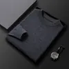 Suéter de Punto de Cuello Redondo de Color Sólido de Alta Gama para Hombre para Otoño e Invierno, Suéter Base Engrosado y Cálido para Hombres Jóvenes y de Mediana Edad
