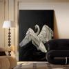 Pintura Decorativa de Sala de Estar de Gama Alta Retro Arte de Nicho Cisne Blanco y Negro Pintura de Piso para Sofá Estilo Antiguo Pintura Colgante para Entrada