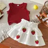 Ropa para Bebés Niñas 0-3 Años Conjunto de 2 Piezas Top con Volantes de Verano + Falda para Niña Bebe En Stock