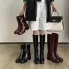 Botas curtas de moda estilo britânico 7cm 2026 outono e inverno novas bico quadrado salto grosso over-the-knee botas de salto alto para mulheres