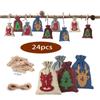 Nueva Bolsa de Lino Navideña de Fieltro Calendario de Adviento Navideño de Cuenta Regresiva 24 Bolsa de Regalo en Stock