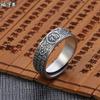 Qianye tailandês prata retro dinheiro dedo indicador anel retrátil dos homens e das mulheres jóias criativas moda hipster fu personagem Xi personagem anel