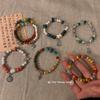 Nueva Colección de Pulseras Chinas ~ Pulsera de Cerámica con Cuentas Estilo Étnico Estilo Zen Estilo Nacional Pulsera Elástica con Colgante para Mujer