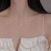 Colar com Pingente Redondo de Letra em Prata S925 Jufeng Novo Estilo Peça Redonda com Diamante Corrente Clavicular Colar Redondo de Zircônia Moderno Y355